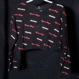 Forever-21 Women's Black and Red Crop-top